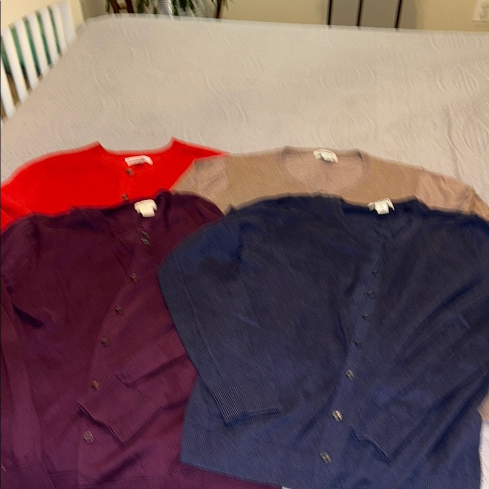 Stylish Women's Cardigan Set - Red, Purple, Blue, Tan